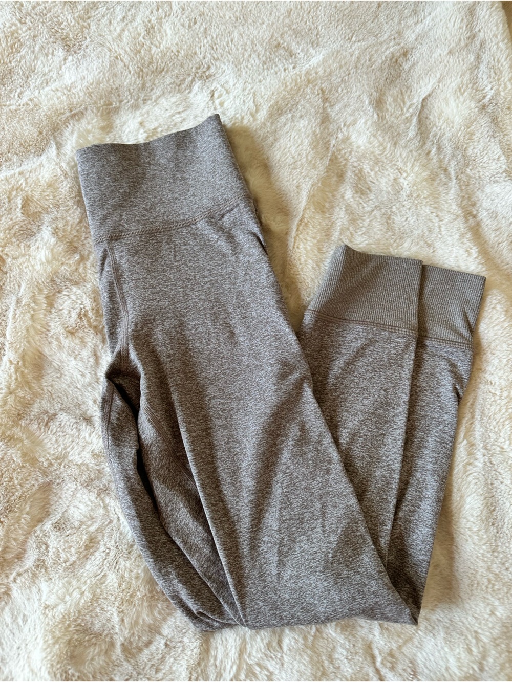 Athleta SoftLuxe High Rise Leggings Brown Heather Ribbed Cuff Size M